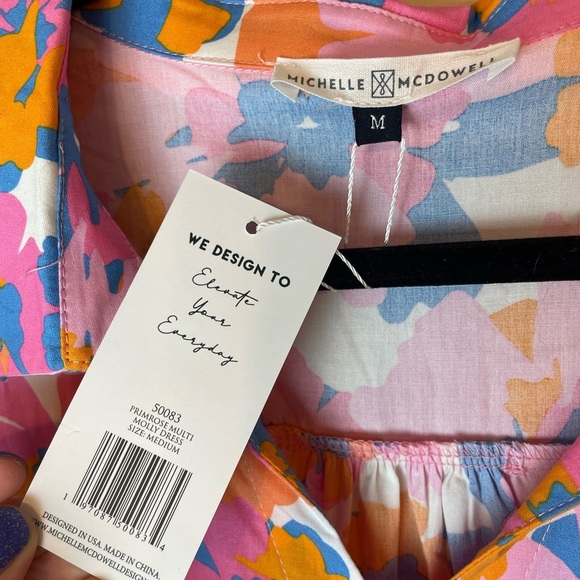 Michelle Mcdowell Molly Dress Primrose Multi Size Medium Tiered Collared - Picture 4 of 9